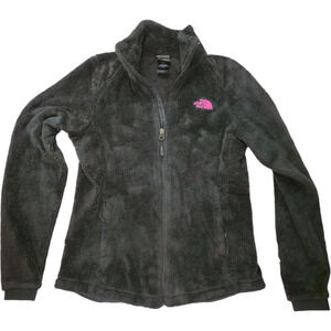 The North Face Women's S Black Fuzzy Fleece Full Zip Jacket Pink Ribbon